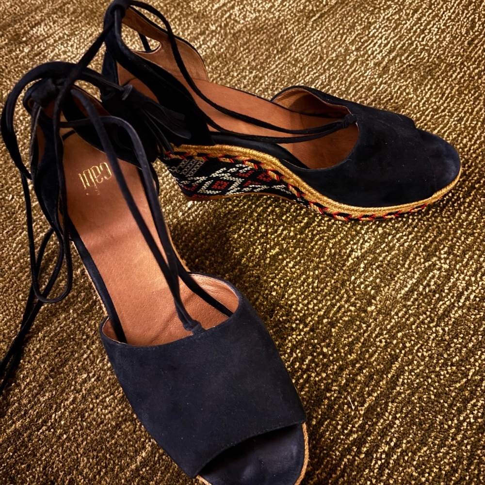 CAbi Black Wedges with Colorful Espadrille